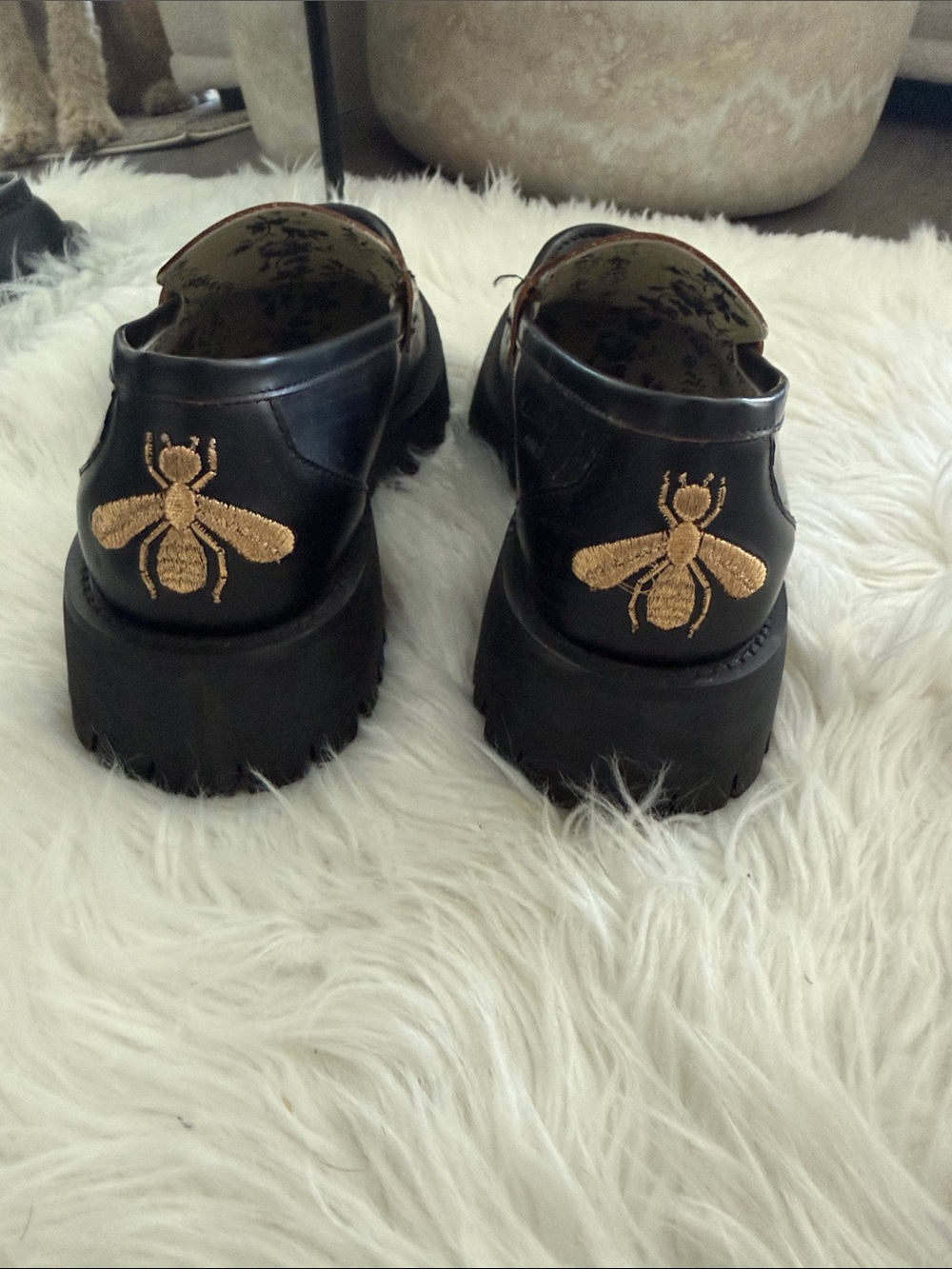 Women Leather Loafers with Gold Bit Accent